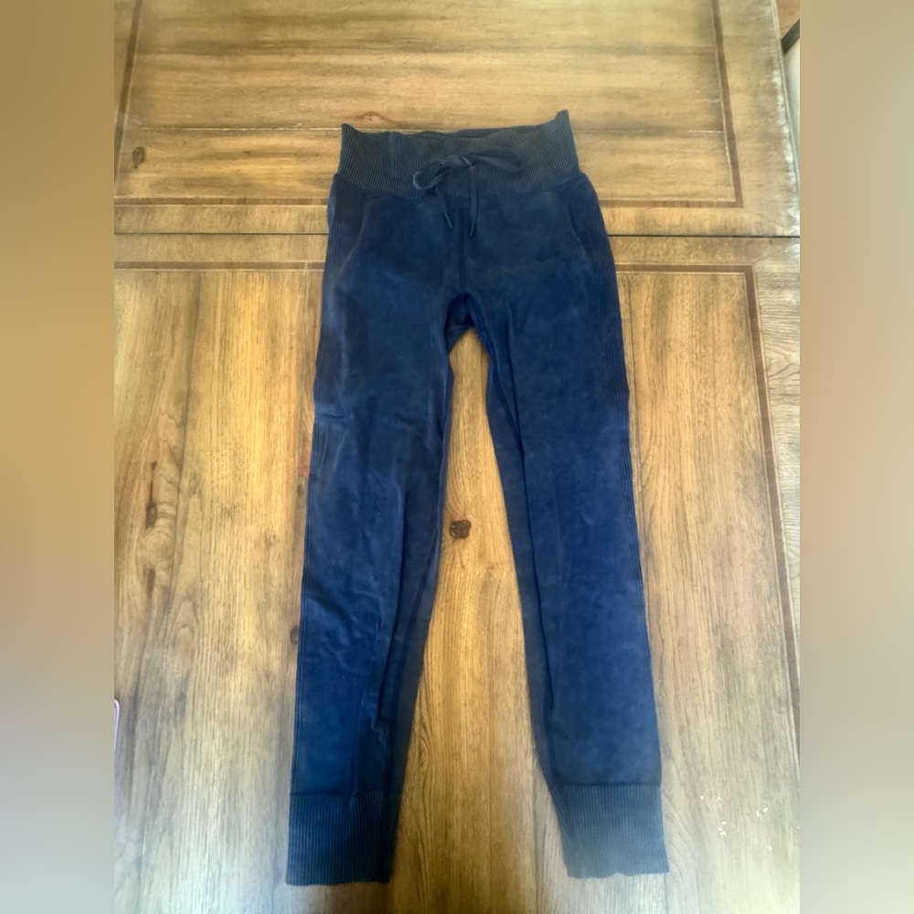 VS PINK Active Blue Ribbed Hi-Rise Drawstring Legging Joggers M Medium